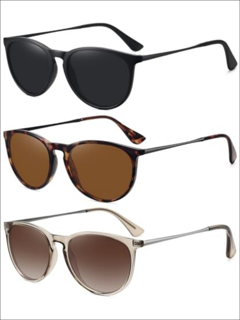 Retro Round Polarized Sunglasses UV Protection Lightweight Metal Hinges